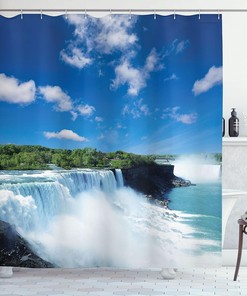 Powerful Niagara Waterfalls Shower Curtain, Dreamy Wild Space Photo Cloth Fabric Bathroom Decor
