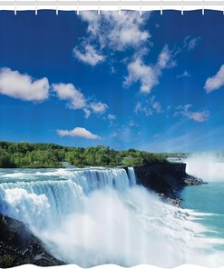 Powerful Niagara Waterfalls Shower Curtain, Dreamy Wild Space Photo Cloth Fabric Bathroom Decor