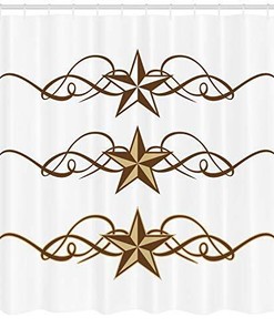 Prehistoric Western Country Shower Curtain with Stars Design Bathroom Decor