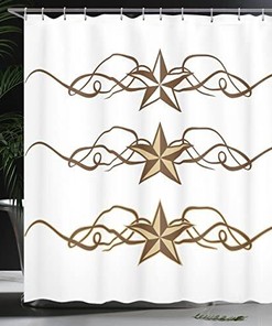 Prehistoric Western Country Shower Curtain with Stars Design Bathroom Decor