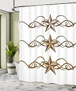 Prehistoric Western Country Shower Curtain with Stars Design Bathroom Decor