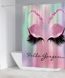 Pretty Eyelash Bling Purple Shower Curtain, Hello Gorgeous Bathroom Decor