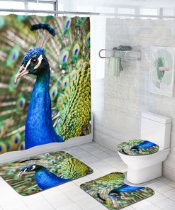 Pride in Your Bathroom - 3D Peacock Feather Bird Animal Shower Curtain for Bathroom Decor