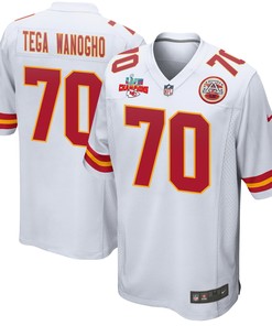 Prince Tega Wanogho 70 Kansas City Chiefs Super Bowl LVII Champions 3 Stars Men Game Jersey - White
