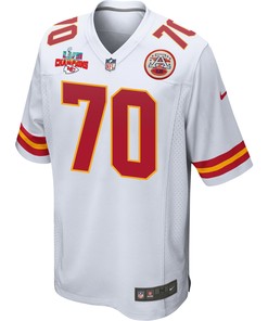 Prince Tega Wanogho 70 Kansas City Chiefs Super Bowl LVII Champions 3 Stars Men Game Jersey - White