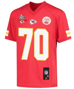 Prince Tega Wanogho 70 Kansas City Chiefs Super Bowl LVII Champions 3 Stars Youth Game Jersey - Red
