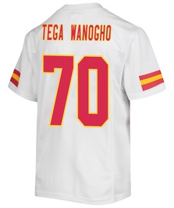 Prince Tega Wanogho 70 Kansas City Chiefs Super Bowl LVII Champions 3 Stars Youth Game Jersey - White