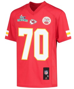 Prince Tega Wanogho 70 Kansas City Chiefs Super Bowl LVII Champions Youth Game Jersey - Red