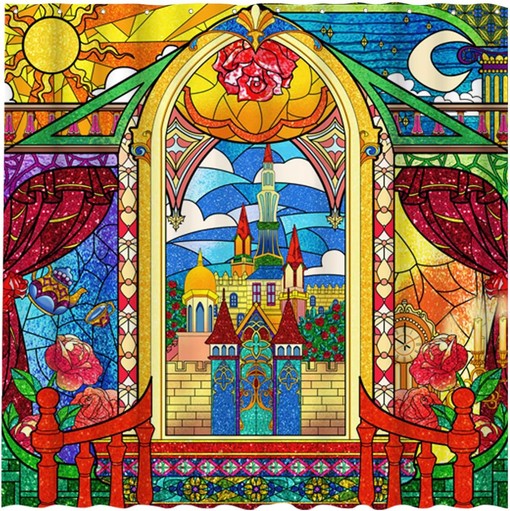 Princess Palace Stained Glass Shower Curtain