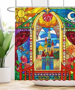 Princess Palace Stained Glass Shower Curtain