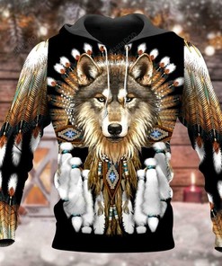 Print Native Wolf 3D Hoodie Zip Hoodie