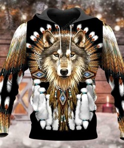 Print Native Wolf 3D Hoodie Zip Hoodie