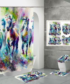 Psychadelic Horse - 3D Psychedelic Horse Steed Shower Curtain - Waterproof for Bathroom Decor