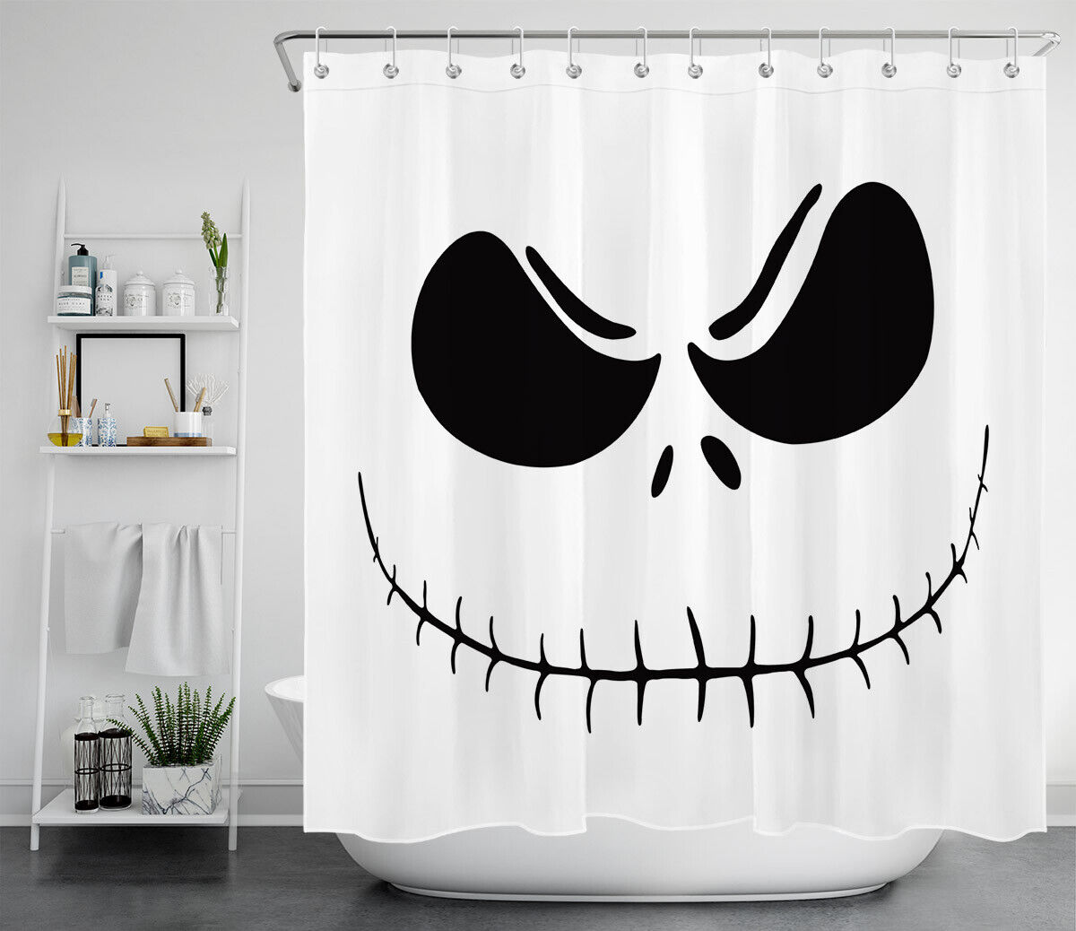 Pumpkin King Jack Shower Curtain for a Spooky Halloween Bathroom Decor