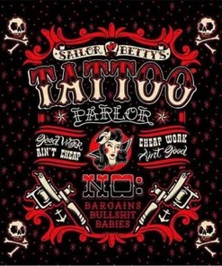Punk Tattoo Old Skull Sailor Bettys Print Bathroom Shower Curtain - Home Decor 