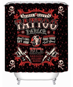 Punk Tattoo Old Skull Sailor Bettys Print Bathroom Shower Curtain - Home Decor