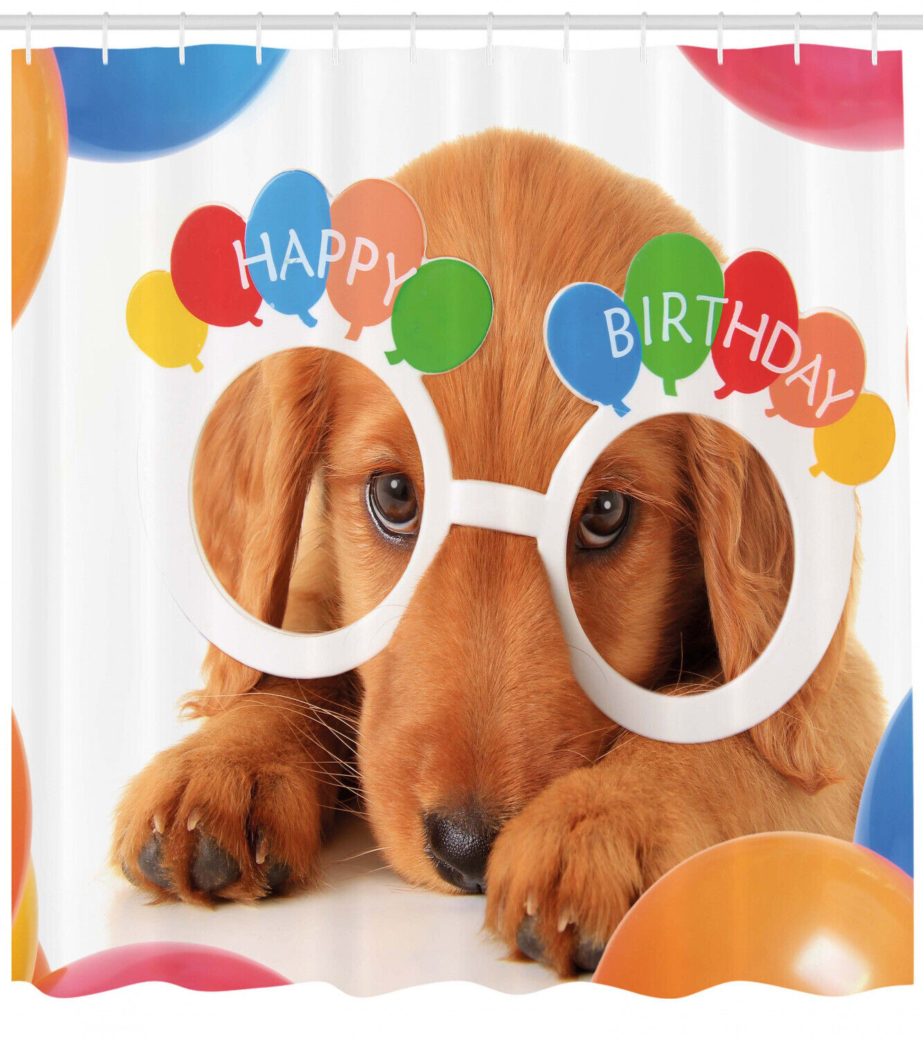 Puppy Dog Birthday Shower Curtain for Bathroom Decor - Animal Print