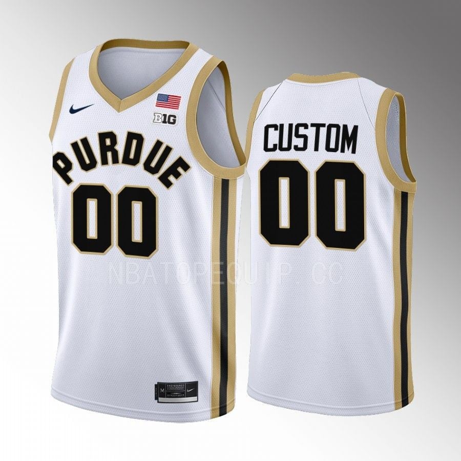 Purdue Boilermakers Custom 00 Jersey 2022-23 College Basketball White Uniform