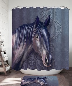 Purple Hair Horse Shower Curtain - Art Painting Animal Bathroom Decor