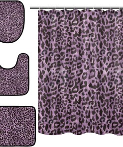 Purple Leopard Spot Shower Curtain Set for Bathroom Home Decor