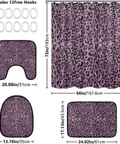 Purple Leopard Spot Shower Curtain Set for Bathroom Home Decor