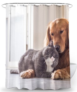 Purrfectly Adorable - 3D Pet Dog Puppy Cat Kitten Animal Print Bathroom Shower Curtain for Bathroom Decor