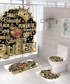 Queen Vibez African American Shower Curtain - 4 Piece Set for Bathroom Decor