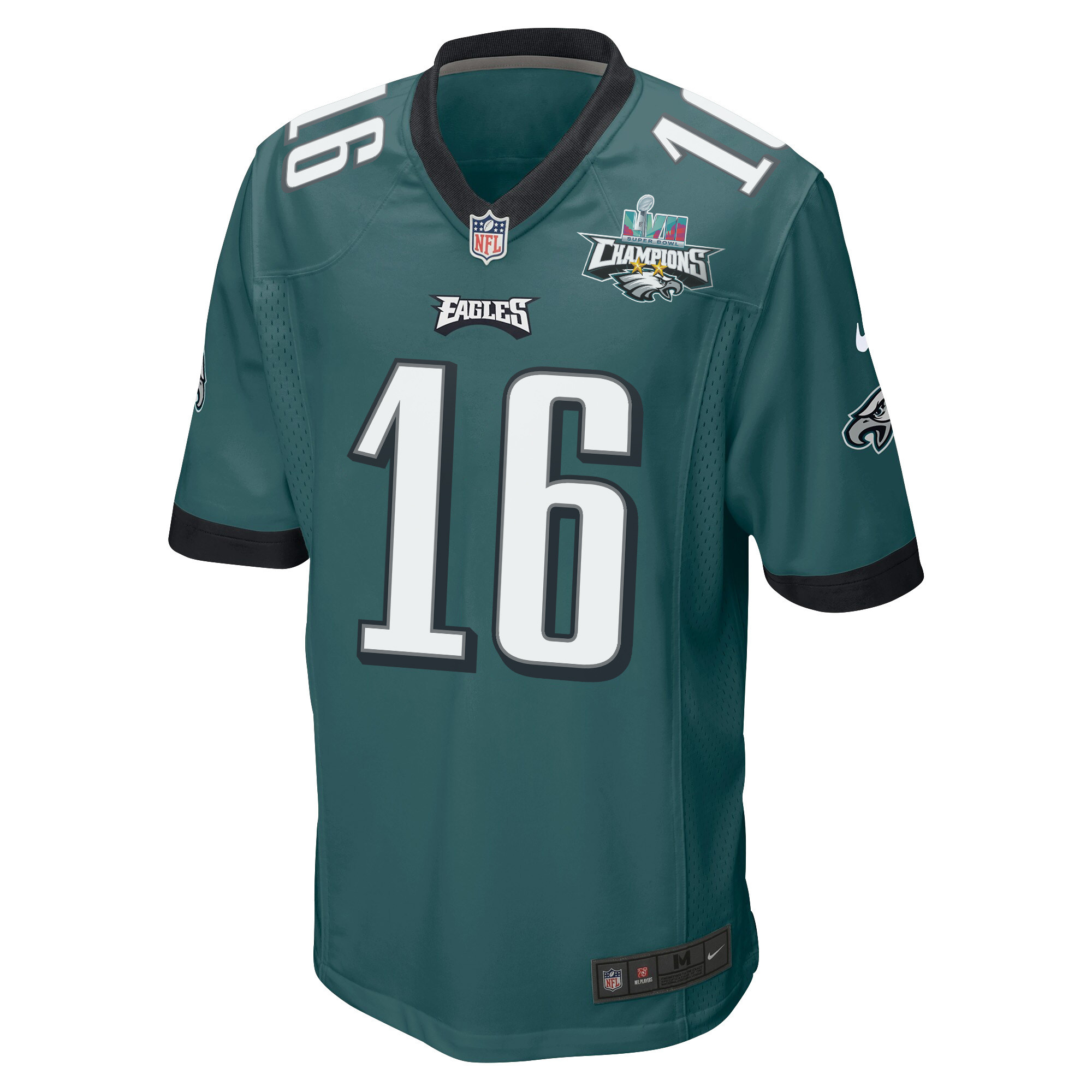 Quez Watkins 16 Philadelphia Eagles Super Bowl LVII Champions 2 Stars Men Game Jersey - Midnight Green