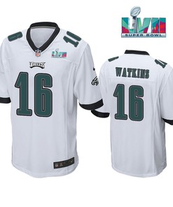 Quez Watkins 16 Philadelphia Eagles Super Bowl LVII Game Player Men Jersey - White