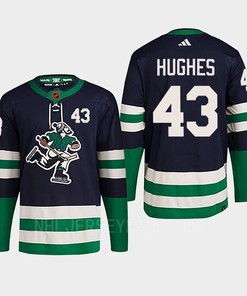 Quinn Hughes 43 Reverse Retro 2.0 2022 Vancouver Canucks Navy Jersey Primegreen