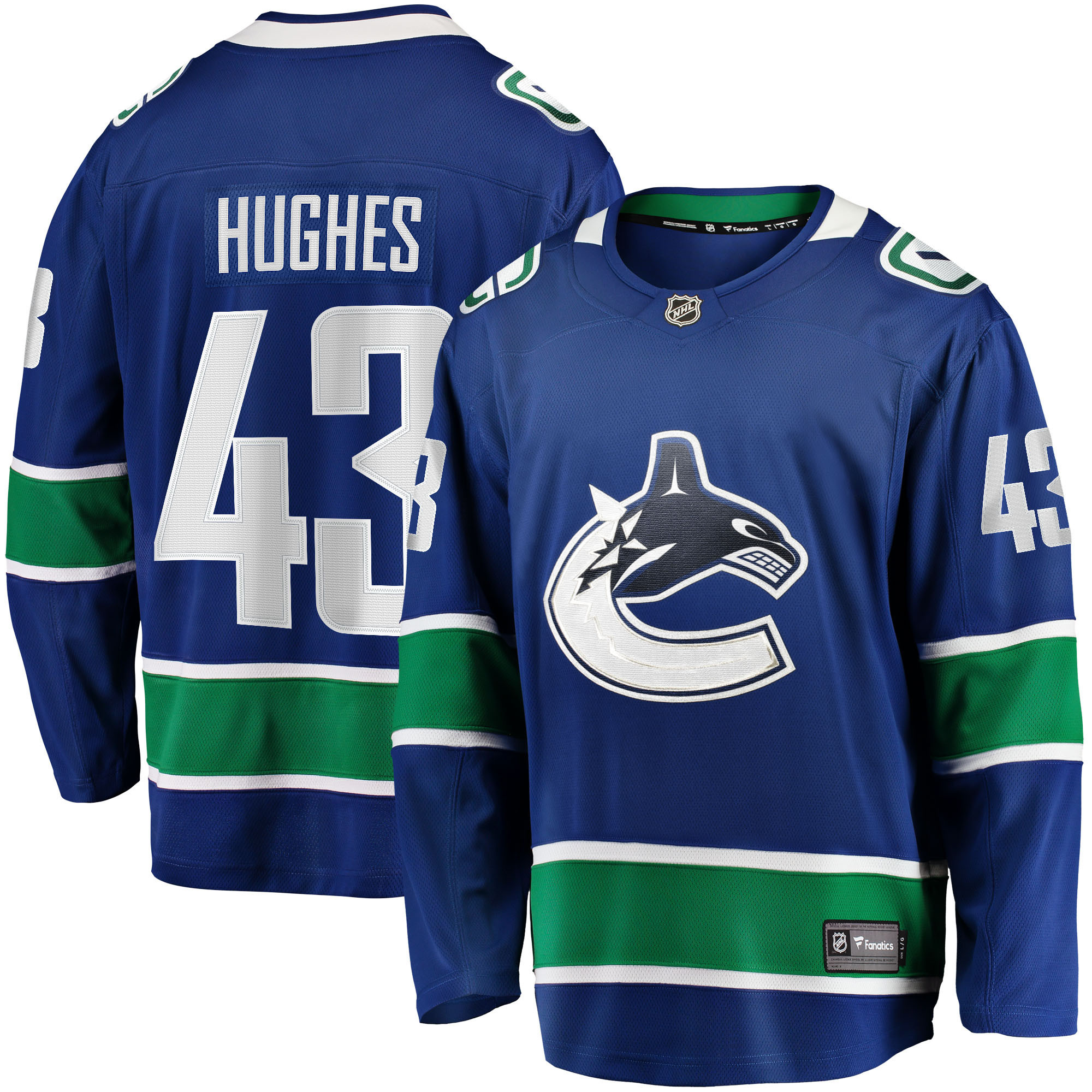 Quinn Hughes Vancouver Canucks Fanatics Branded Home Breakaway Jersey - Blue Nhl