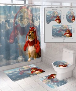 Quirky Shrimp - 3D Pet Dog Shrimp Sky Shower Curtain for Bathroom Decor