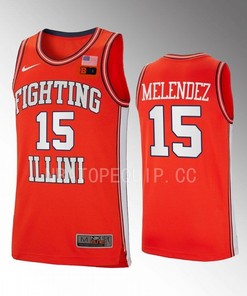RJ Melendez 15 Illinois Fighting Illini Orange Jersey 2022-23 Retro Basketball