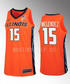 RJ Melendez 15 Illinois Fighting Illini Uniform Jersey 2022-23 Basketball Orange