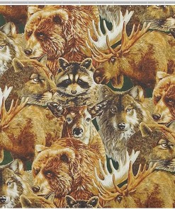 Raccoon, Moose, Wolf, Deer, Bear and Puma Animal Print Waterproof Shower Curtain for Bathroom Decoration
