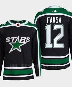 Radek Faksa 12 Reverse Retro 2.0 2022 Dallas Stars Black Jersey Pro Primegreen