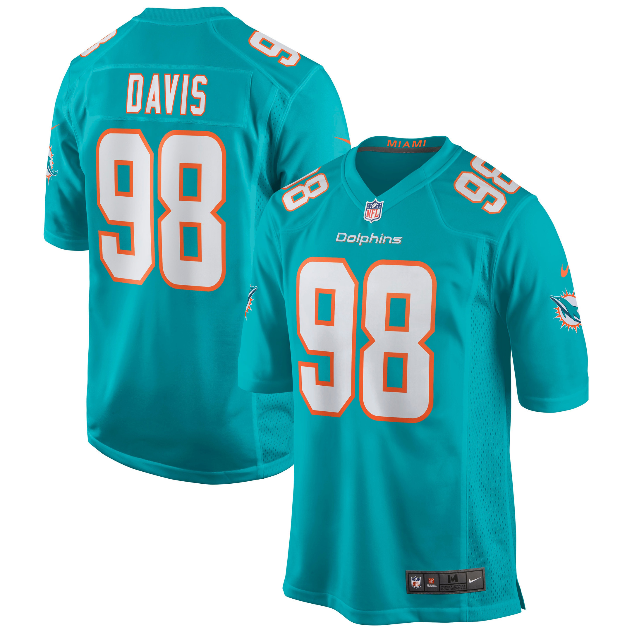 Raekwon Davis Miami Dolphins Game Jersey - Aqua Nfl