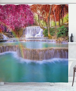 Rain Forest Vietnam Laos River - Blue Shower Curtain, Nature Bathroom Decor