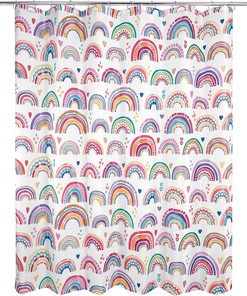 Rainbow Hearts Shower Curtain - Printed Fabric 