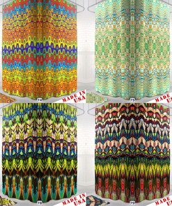 Rainbow Striped Boho Shower Curtain for Colorful Bathroom Decor 