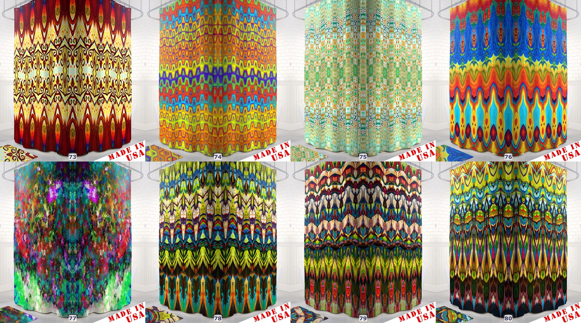 Rainbow Striped Boho Shower Curtain for Colorful Bathroom Decor