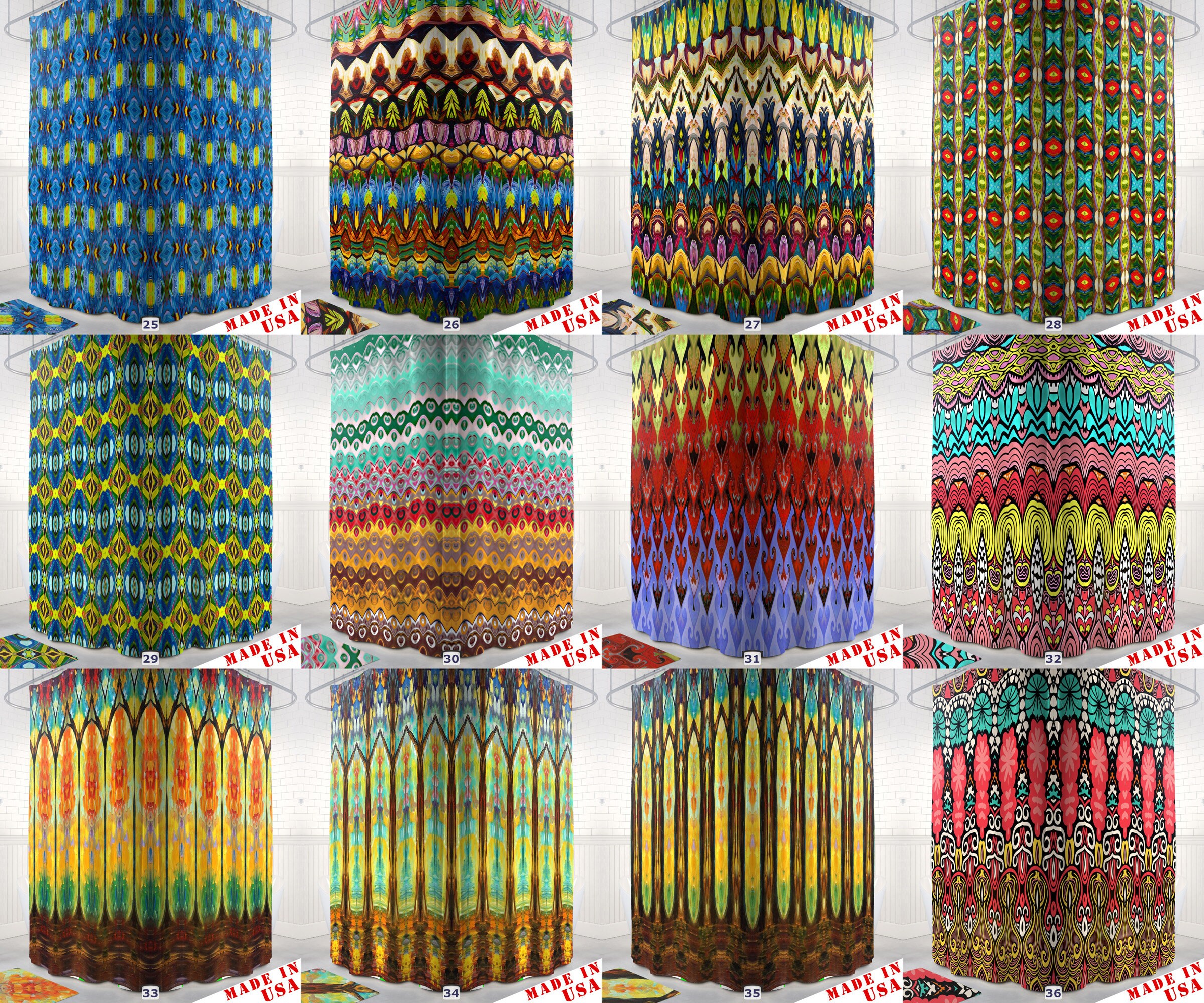 Rainbow Striped Boho Shower Curtain for Colorful Bathroom Decor