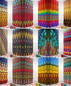 Rainbow Striped Boho Shower Curtain for Colorful Bathroom Decor