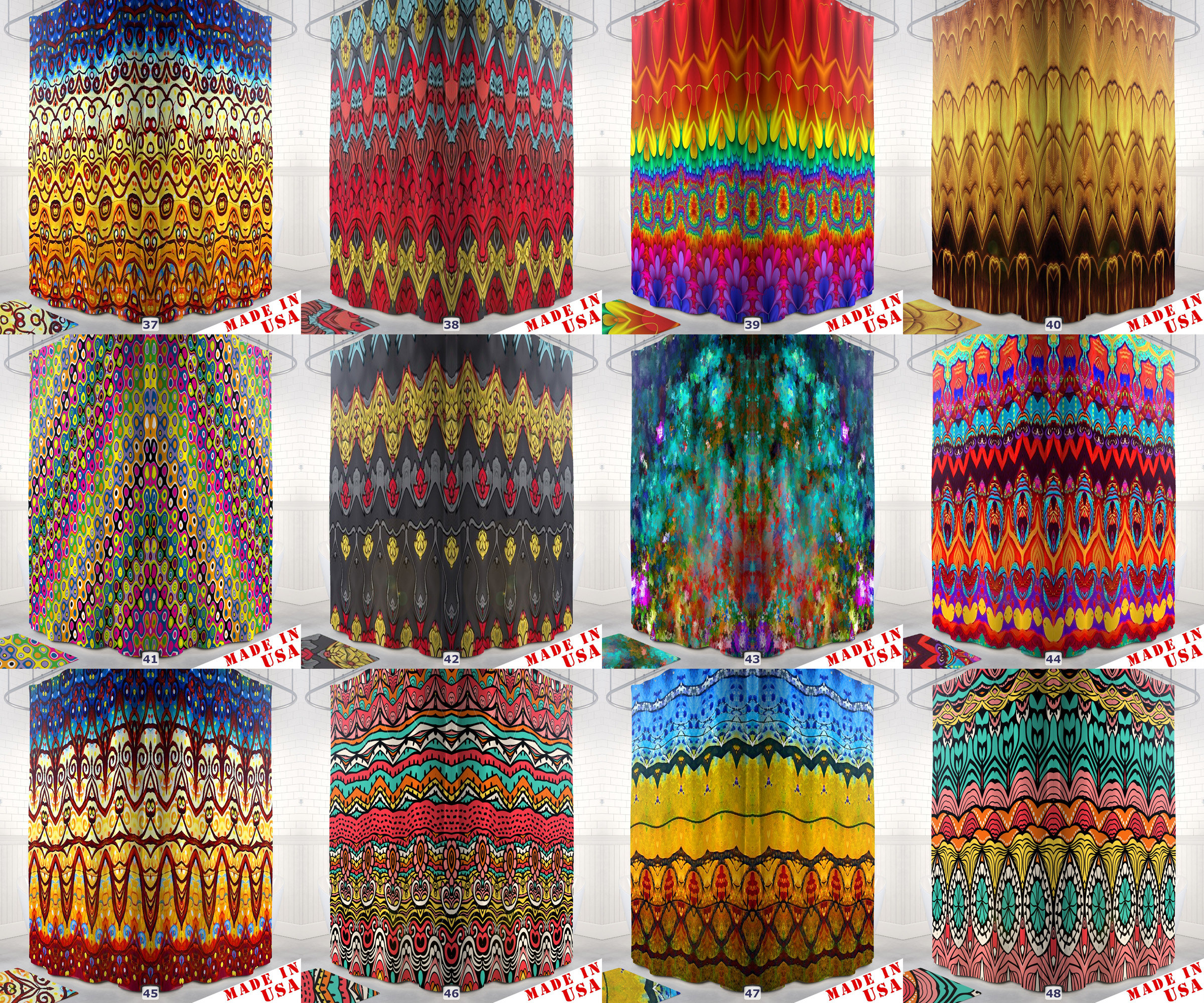 Rainbow Striped Boho Shower Curtain for Colorful Bathroom Decor