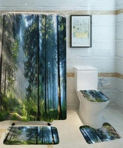 Rainforest Adventure - 3D Rainforest Jungle Tree Print Shower Curtain for Bathroom Decor