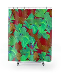 Rainforest Leaves Botanical Shower Curtain for Spa-inspired Bathroom