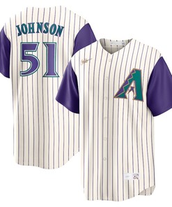 Randy Johnson 51 Arizona Diamondbacks Jersey - Alternate Cooperstown Collection Player Jersey - Cream/Purple