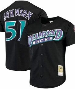 Randy Johnson Arizona Diamondbacks Jersey, Mitchell And Ness Big And Tall Cooperstown Collection Mesh Button-up Jersey- Black