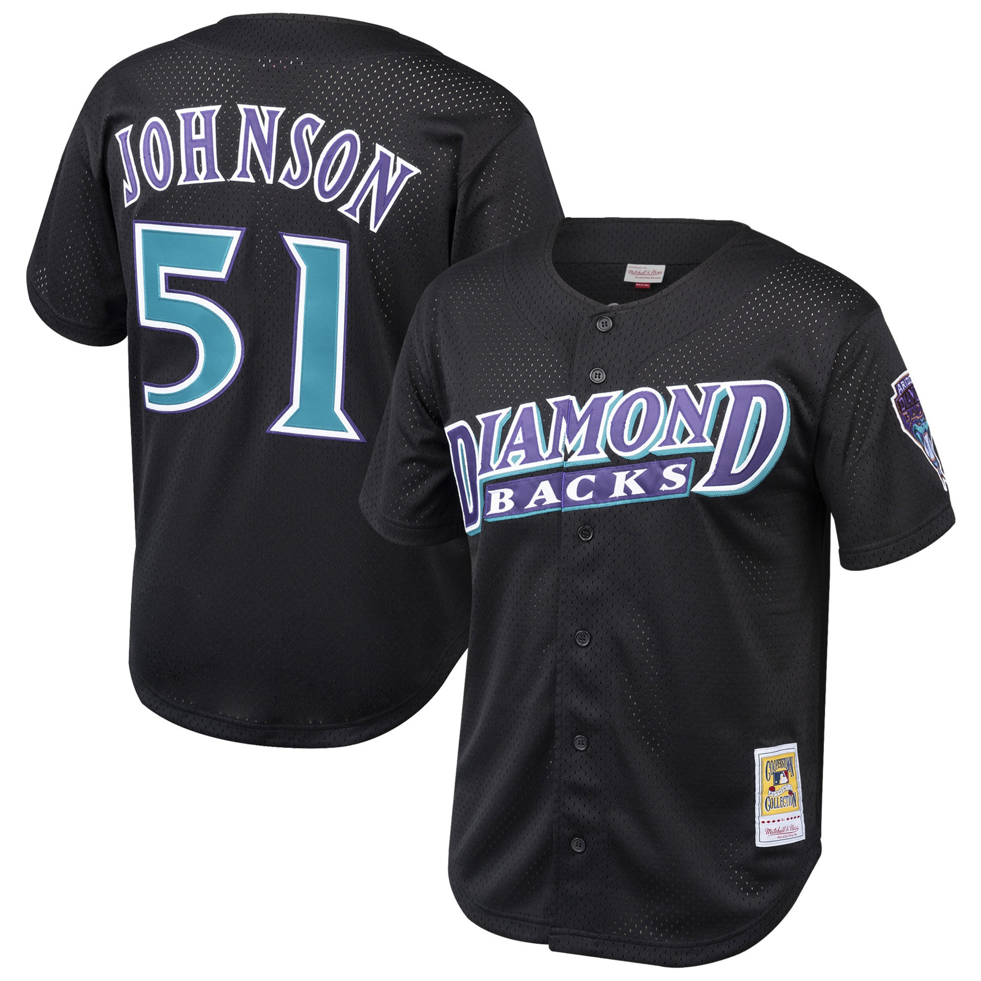 Randy Johnson Arizona Diamondbacks Mitchell & Ness Cooperstown Collection Mesh Batting Practice Jersey - Black Mlb