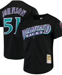 Randy Johnson Arizona Diamondbacks Mitchell & Ness Fashion Cooperstown Collection Mesh Batting Practice Jersey - Black Mlb